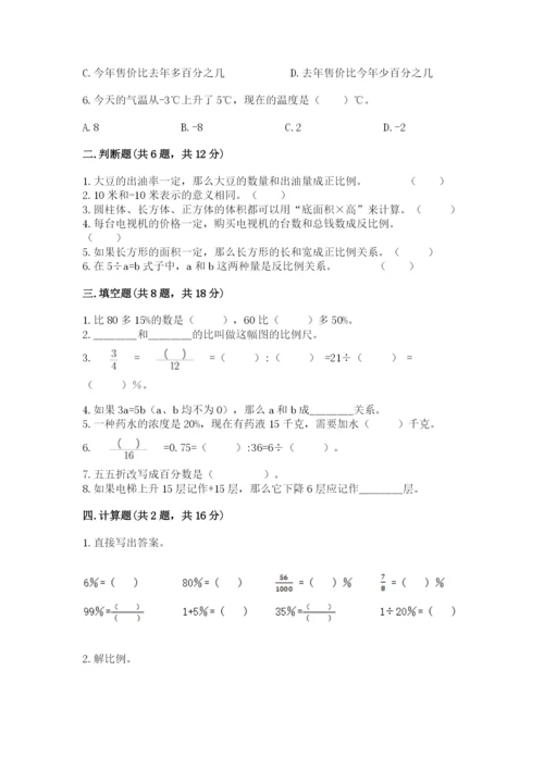 乌兰浩特市六年级下册数学期末测试卷（考点梳理）.docx