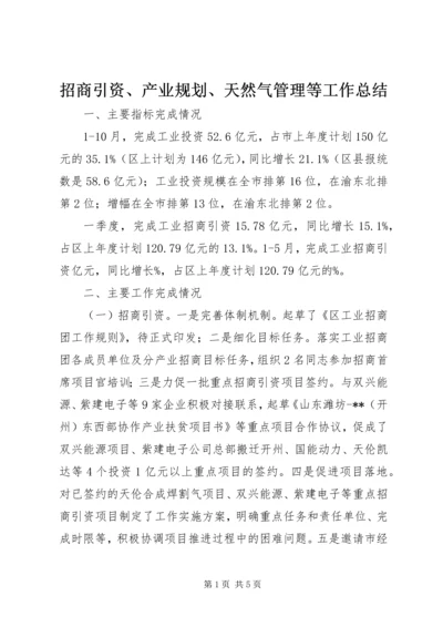 招商引资、产业规划、天然气管理等工作总结 (2).docx