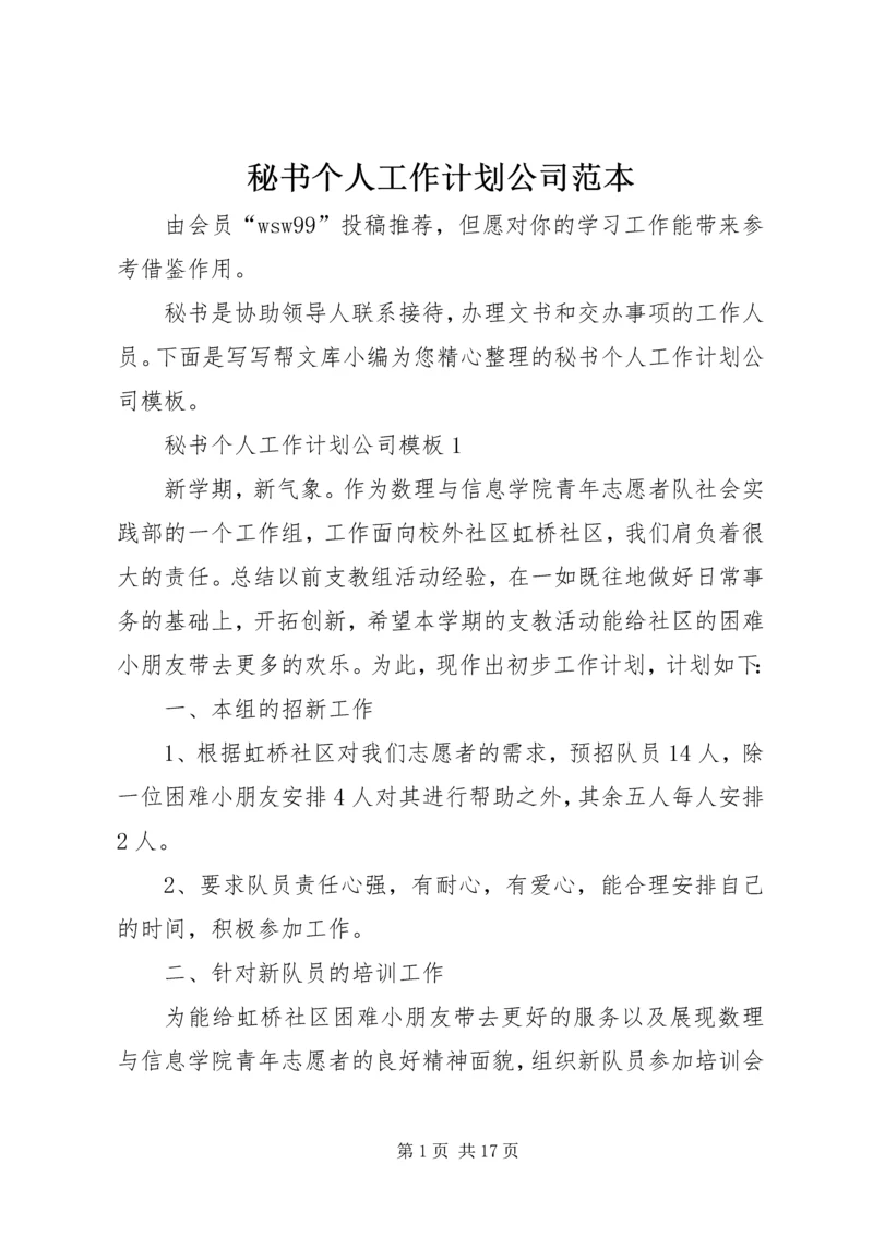 秘书个人工作计划公司范本.docx