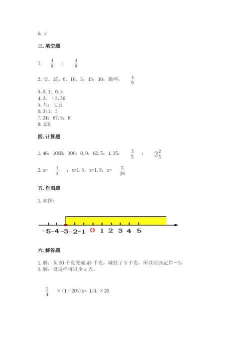 小学六年级下册数学期末卷及参考答案（黄金题型）.docx