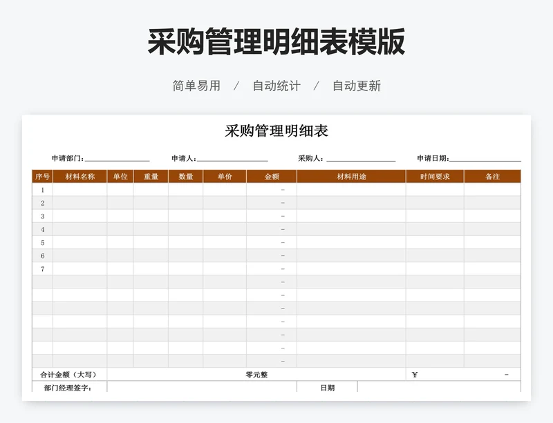 采购管理明细表模版
