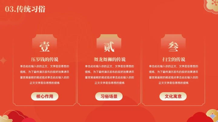 大气中式春节习俗文化宣传ppt模板