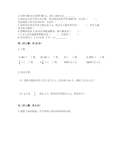 小学六年级下册数学摸底考试题标准卷.docx