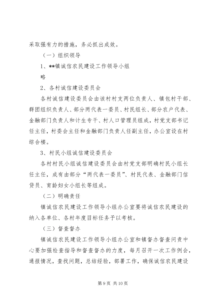 诚信农民建设工作实施方案 (3).docx