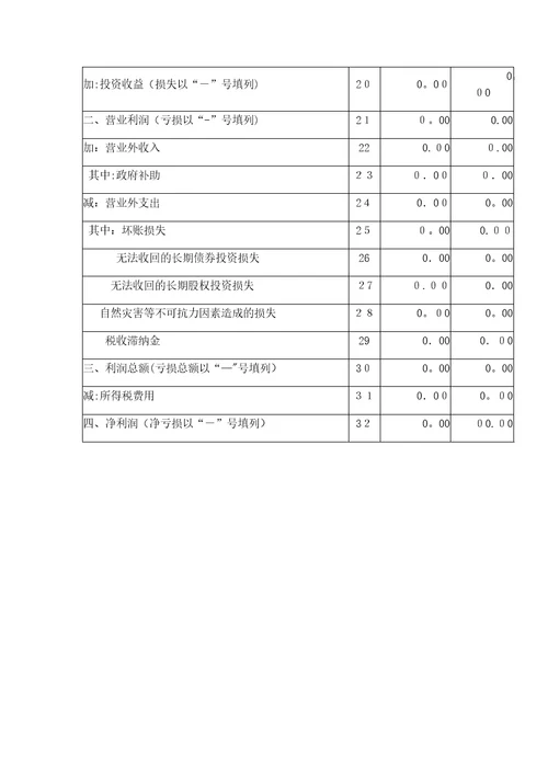 利润表小企业模版