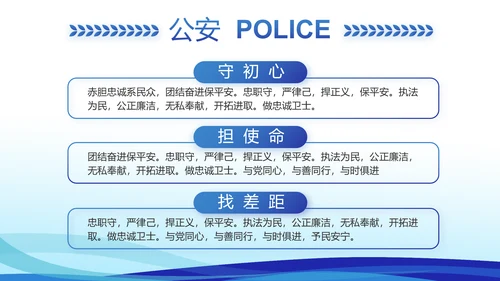蓝色大气警察礼仪培训动态PPT模板