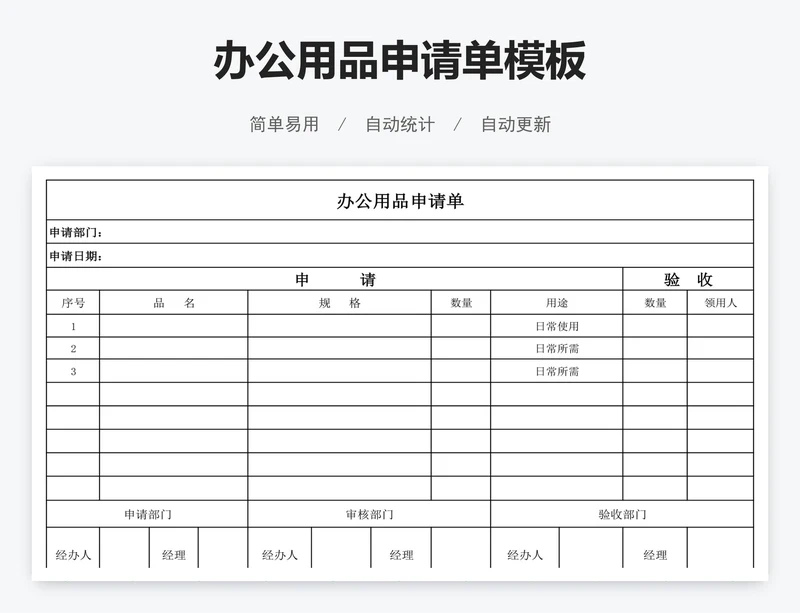 办公用品申请单模板