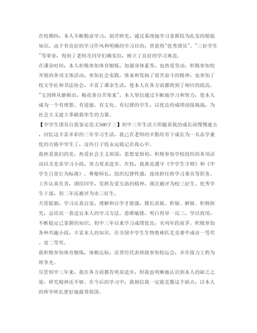 精编中学生团员自我鉴定参考范文500字.docx