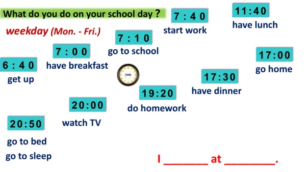 Module 5 Unit 2 We start work at nine o'clock 课件（外