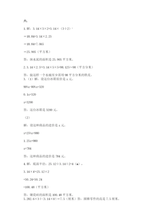 苏教版数学六年级下册试题期末模拟检测卷精品【巩固】.docx