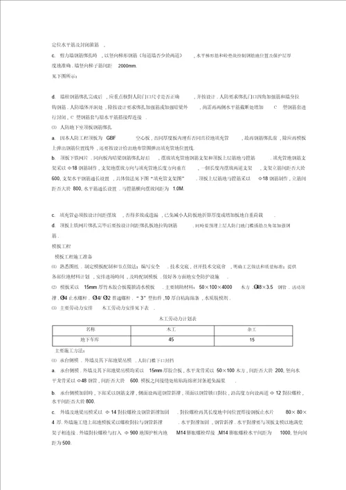 地下车库人防工程施工技术方案