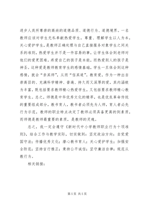 学习《新时代中小学教师职业行为十项准则》心得体会（2篇） (2).docx