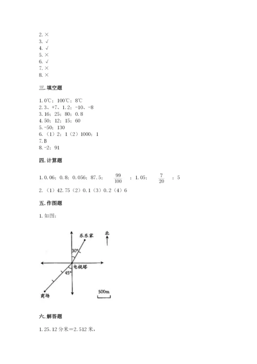 冀教版小学六年级下册数学期末检测试题【模拟题】.docx