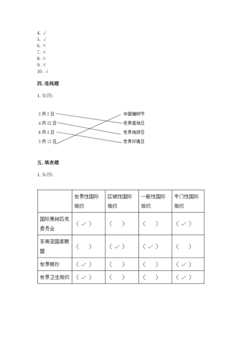 部编版六年级下册道德与法治期末测试卷带答案（研优卷）.docx