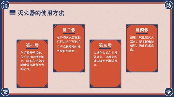 红蓝复古风消防安全主题班会PPT模板