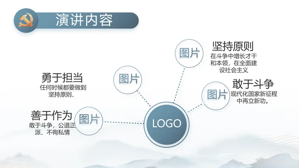 蓝色中国风道德与法治总结PPT