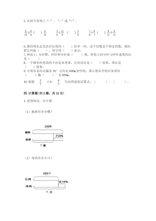 2022六年级上册数学期末测试卷附完整答案（典优）.docx