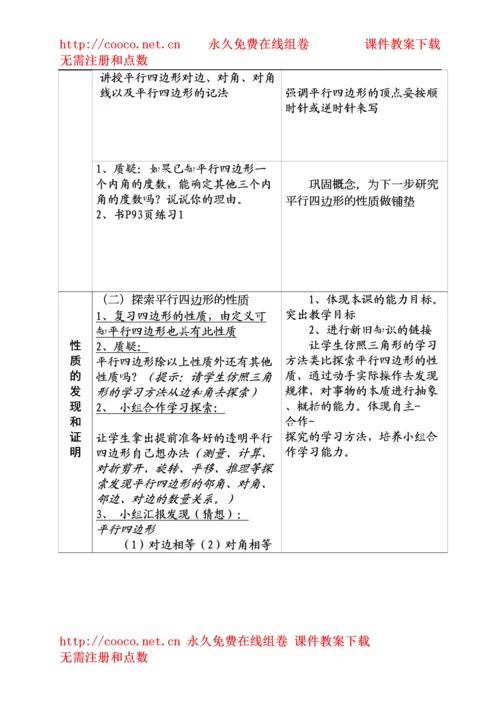 【精编】191平行四边形的性质第一课时)教案（人教新课标八年级下）doc初中数学.docx