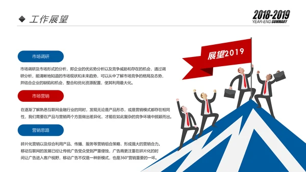 红蓝2019销售部市场部年终总结计划PPT模板