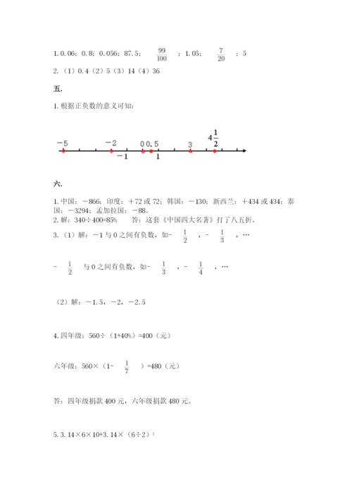 小学六年级数学毕业试题及一套参考答案.docx