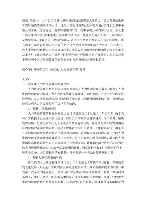 中小型企业信息化人力资源管理发展状况分析.docx