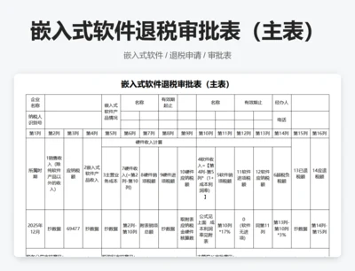 嵌入式软件退税审批表（主表）
