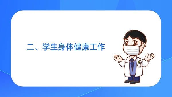 蓝色扁平风校园卫生工作汇报PPT模板