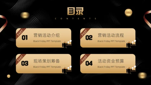 黑金色黑色星期五购物促销活动通用PPT模板