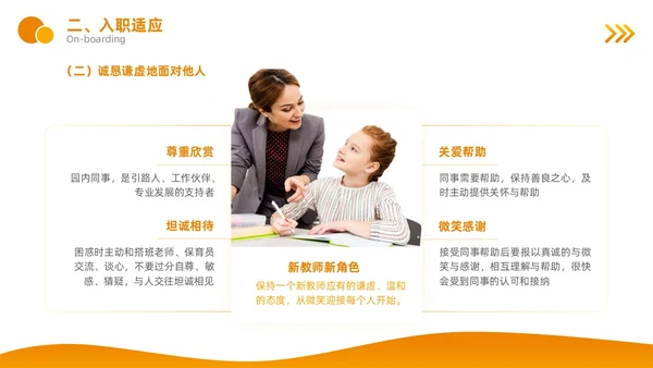 橙黄色商务风幼儿园教师岗前培训PPT