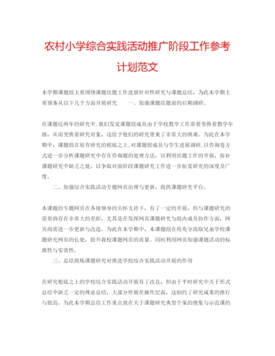 精编农村小学综合实践活动推广阶段工作参考计划范文.docx