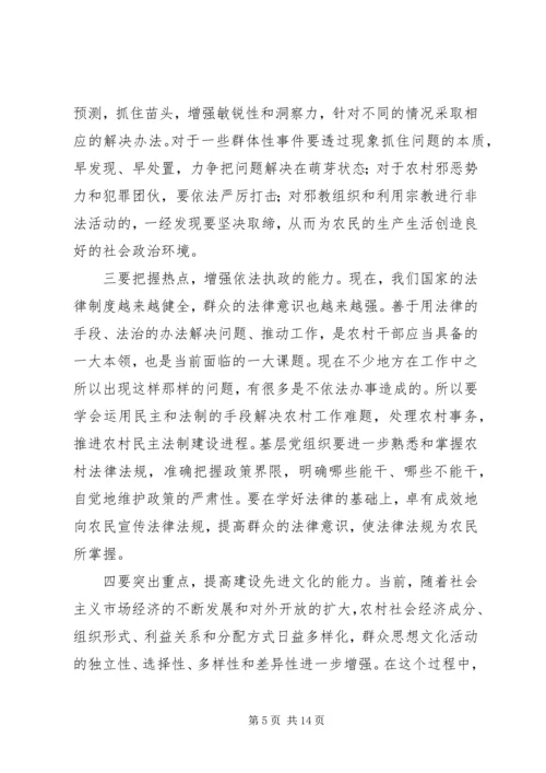 农村基层组织执政能力建设会讲话.docx