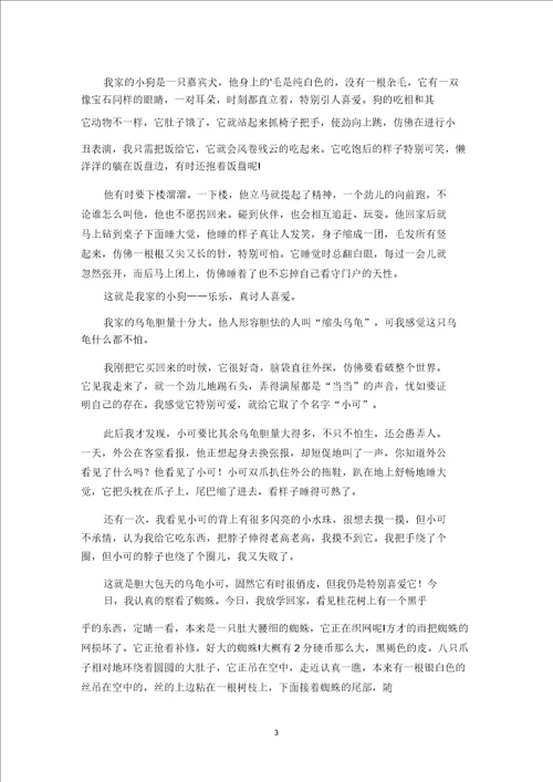 精选观察动物的作文集合15篇