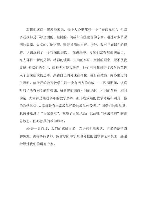 省级骨干教师培训跟岗学习总结