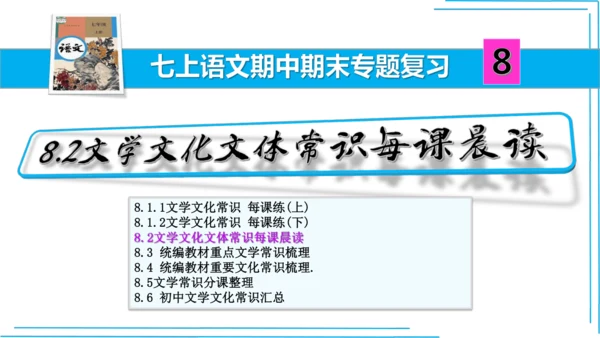 七上语文期中期末复习专题8.2文学文化文体常识每课晨读 课件(共74张PPT)