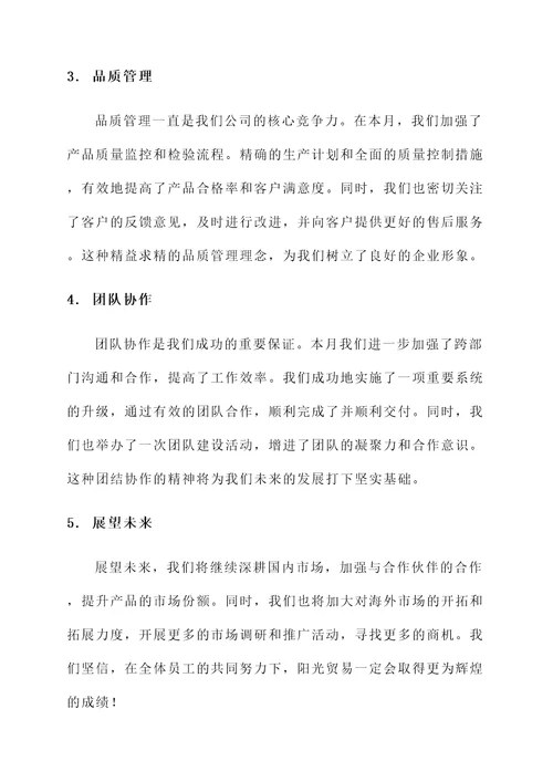 阳光贸易工作汇报