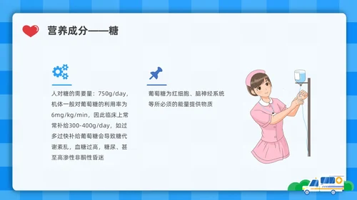 蓝色简约插画危重患者的营养支持和护理培训PPT全民营养周