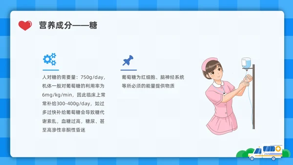 蓝色简约插画危重患者的营养支持和护理培训PPT全民营养周