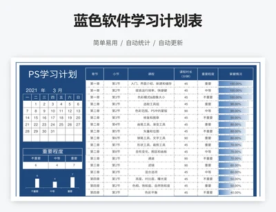 蓝色软件学习计划表