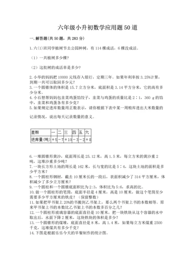 六年级小升初数学应用题50道及参考答案（预热题）.docx