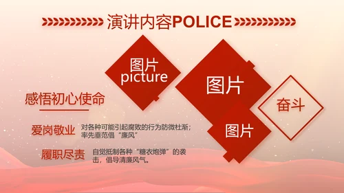 红色大气警察民警职工大会召开视频PPT模板