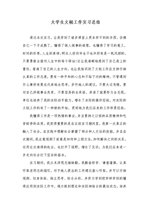 大学生文秘工作实习总结