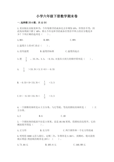 小学六年级下册数学期末卷精品（典优）.docx