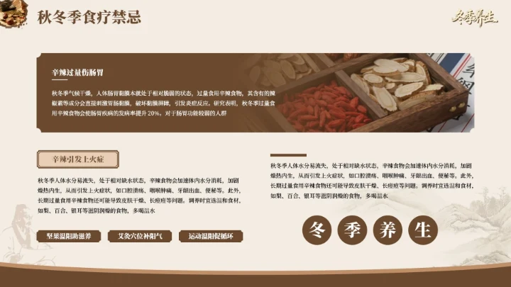 棕色国风冬季养生PPT模板