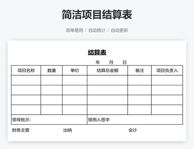 简洁项目结算表