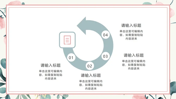 粉色花卉小清新文艺PPT模板