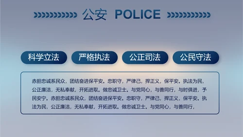 蓝色公安年终工作总结新年计划PPT