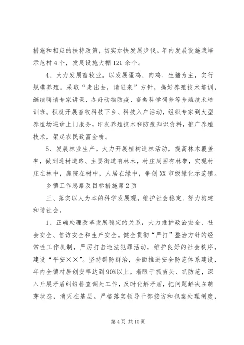 乡镇工作思路及目标措施.docx