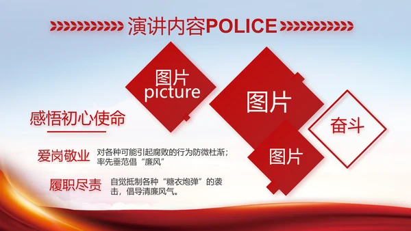 大气公安民警述职报告工作总结PPT动态模板