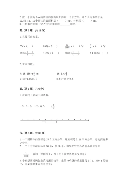 河南省平顶山市六年级下册数学期末测试卷及参考答案一套.docx