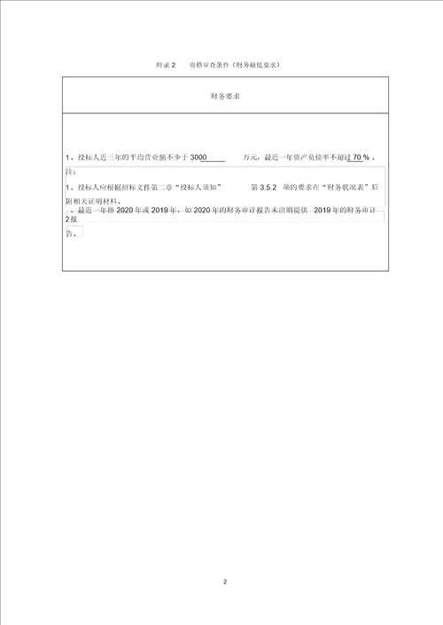 工程招标资格预审规定 附件1资格审查条件要求